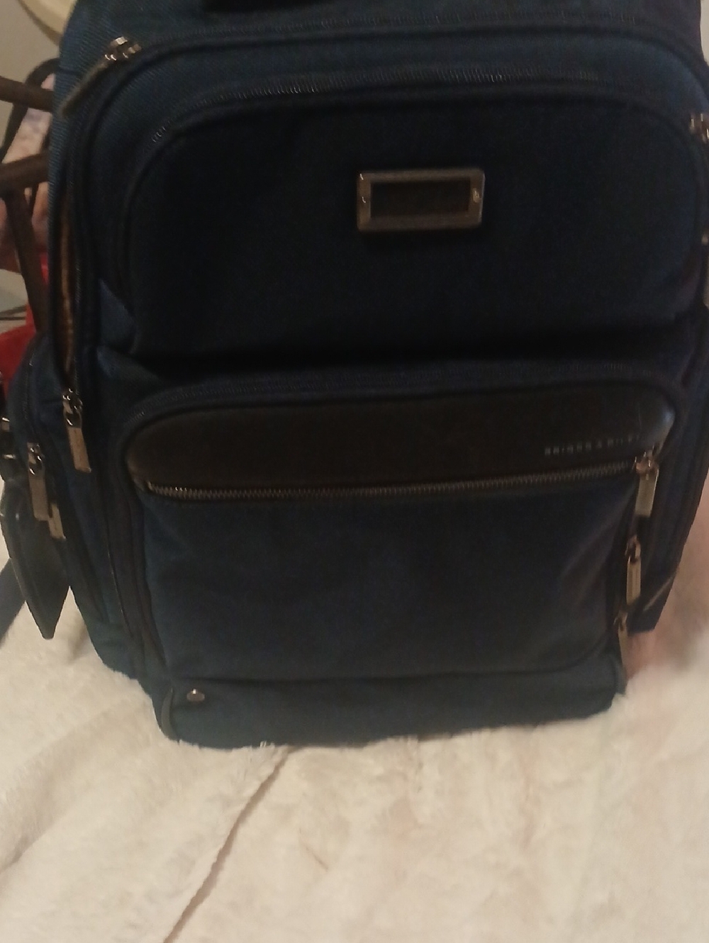 Briggs And Riley Men's Dark Blue Travel Laptop  Backpack with Front Zip Pocket